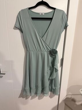 Ardene Mint Green Wrap-Style Midi Dress with Rosette